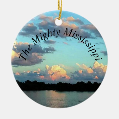 River at Sunset Mississippi River Ceramic Ornament