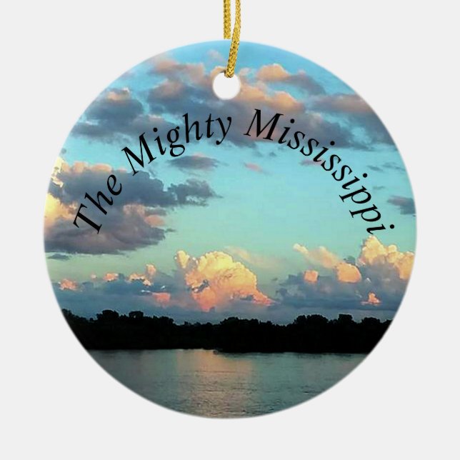 River at Sunset Mississippi River Ceramic Ornament (Front)