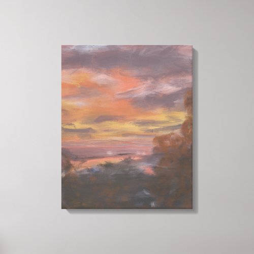 River at Sunset Painting Canvas Print