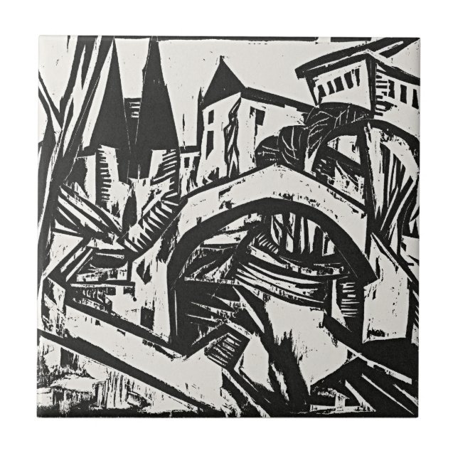 River Bank at Elisabeth by Ernst Ludwig Kirchner Ceramic Tile (Front)