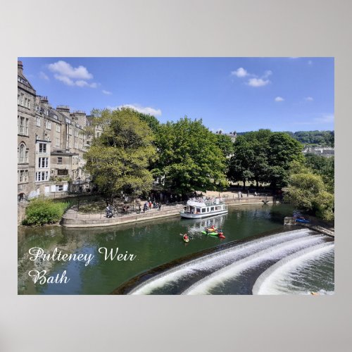 River Boat and Kayaking at Pulteney Weir Bath Poster