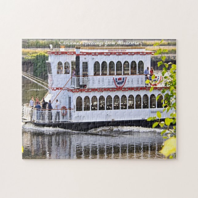 River boat Minnesota.Christmas Greetings Jigsaw Puzzle (Horizontal)