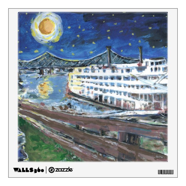 River Boat Print Wall Sticker (Front)