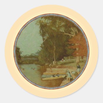 River Boats At The Park Classic Round Sticker by LeFlange at Zazzle