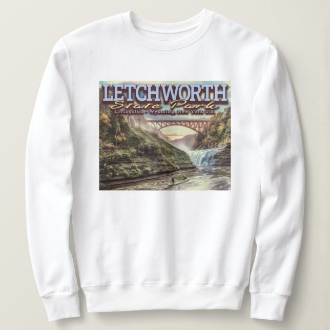 RIVER CANOEING - LETCHWORTH STATE PARK - NEW YORK SWEATSHIRT (Design Front)