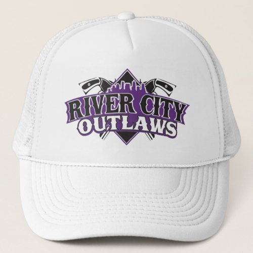 River City Outlaws Logo White Trucker Hat Ball Cap