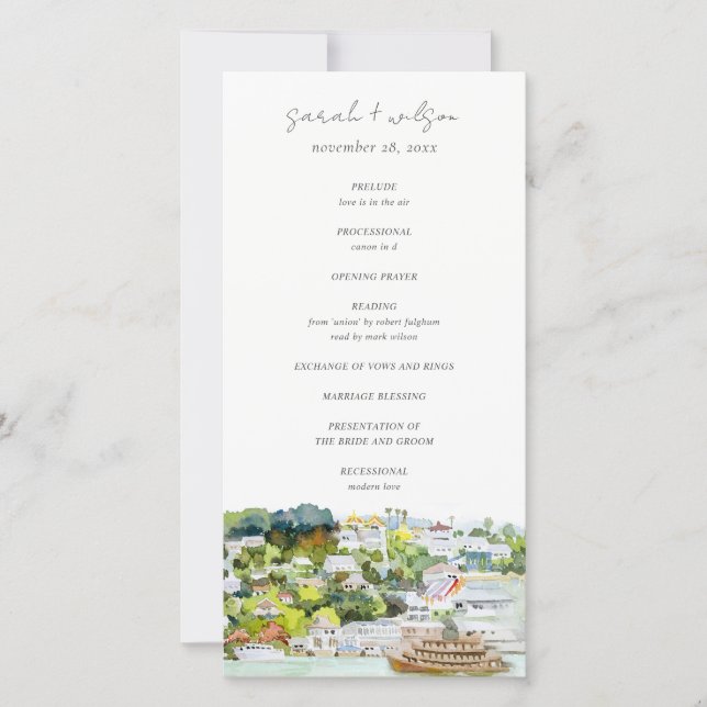 River Cruise Country Landscape Wedding Program (Front)