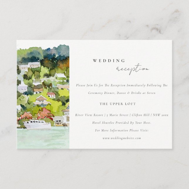 River Cruise Country Landscape Wedding Reception Enclosure Card (Front)