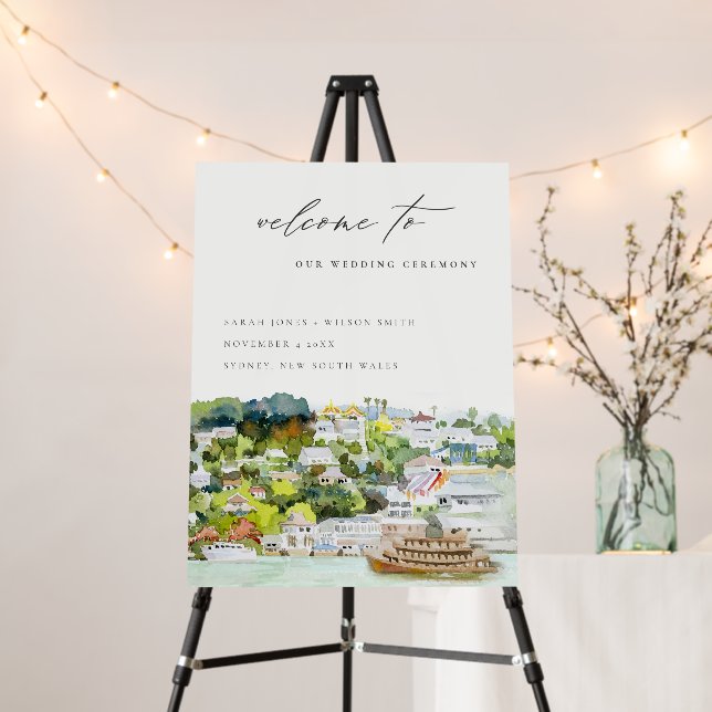 River Cruise Country Landscape Wedding Welcome Foam Board (In Situ (Stand))
