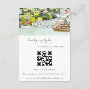 River Cruise Countryside Wedding RSVP QR Code Enclosure Card