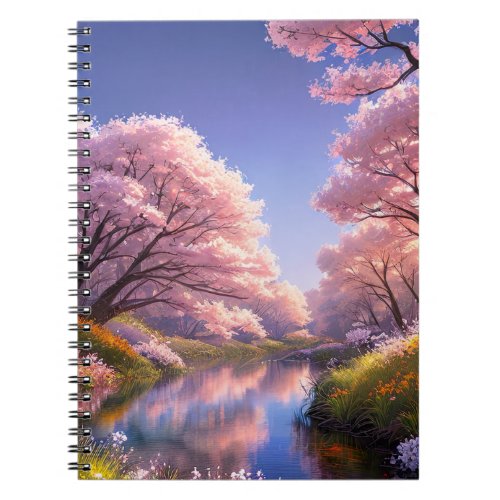 River Drifting Along Sakura Trees Notebook