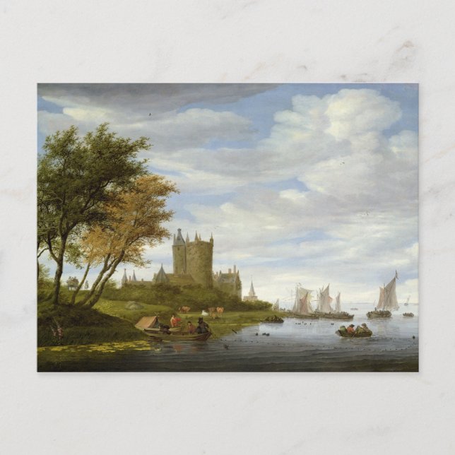 River Estuary with a castle Postcard (Front)