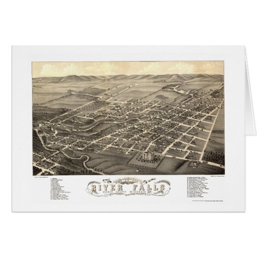 River Falls, WI Panoramic Map - 1880 Cards (Front Horizontal)