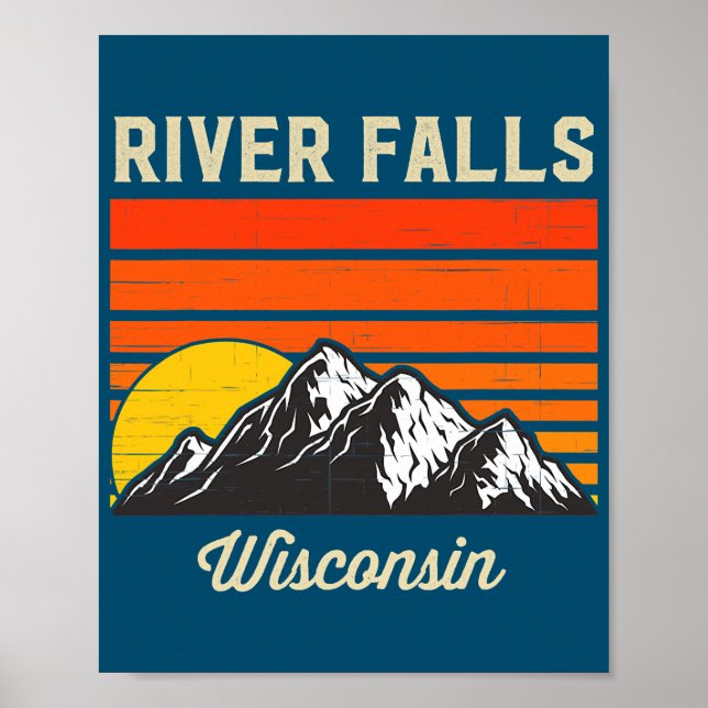 River Falls Wisconsin Retro City State USA  Poster (Front)