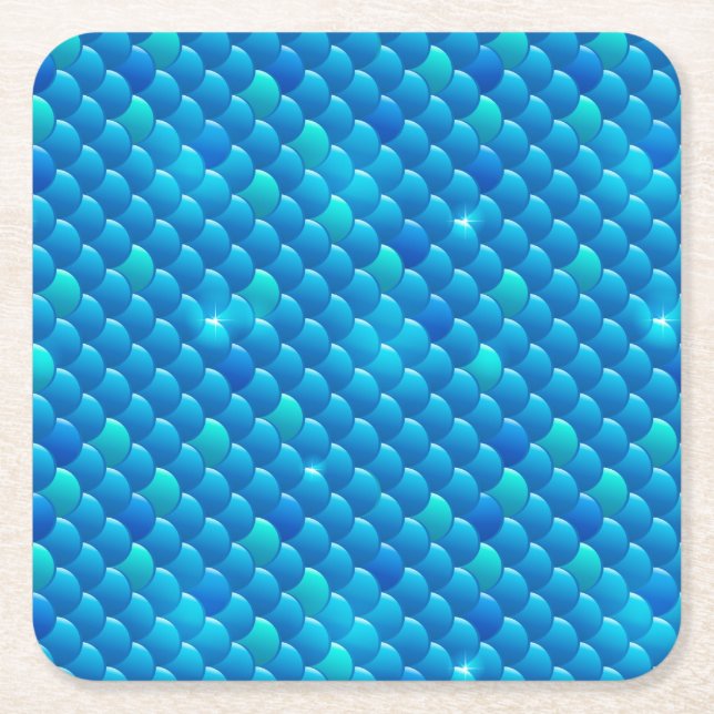 river fish scales square paper coaster (Front)