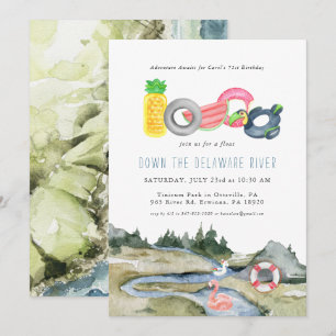 River Floating Tubing Party Watercolor Floaties