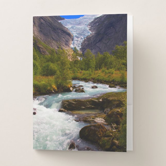 River Flowing From Briksdal Glacier Pocket Folder (Front)