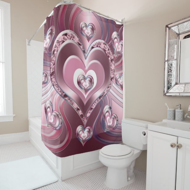 River Flowing Hearts Shower Curtain (In Situ)