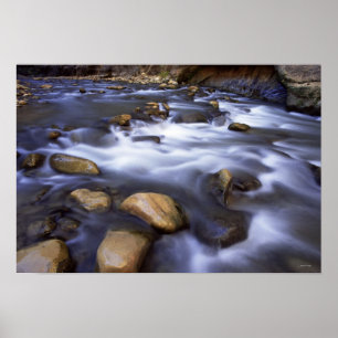 River flowing over rocks, Virgin River, Utah Poster