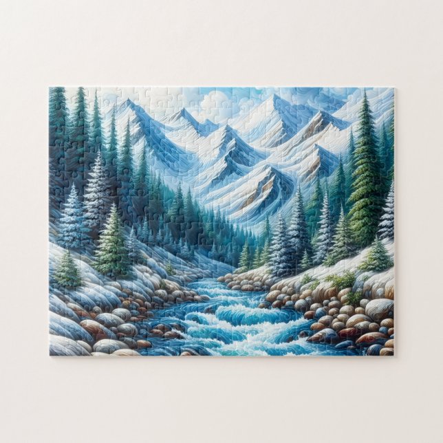 River Flowing Through Mountains Jigsaw Puzzle (Horizontal)