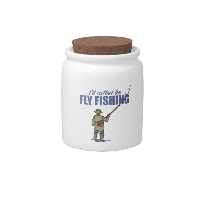 River Fly Fishing in Waders Candy Jar (Front)