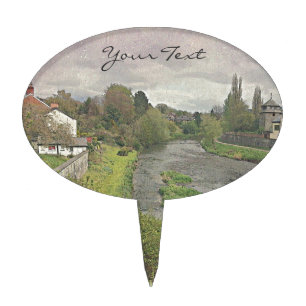 River Hafren in Newtown, Powys Cake Topper