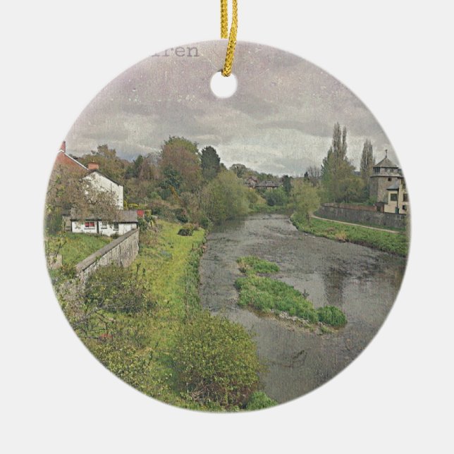 River Hafren in Newtown, Powys Ceramic Ornament (Front)