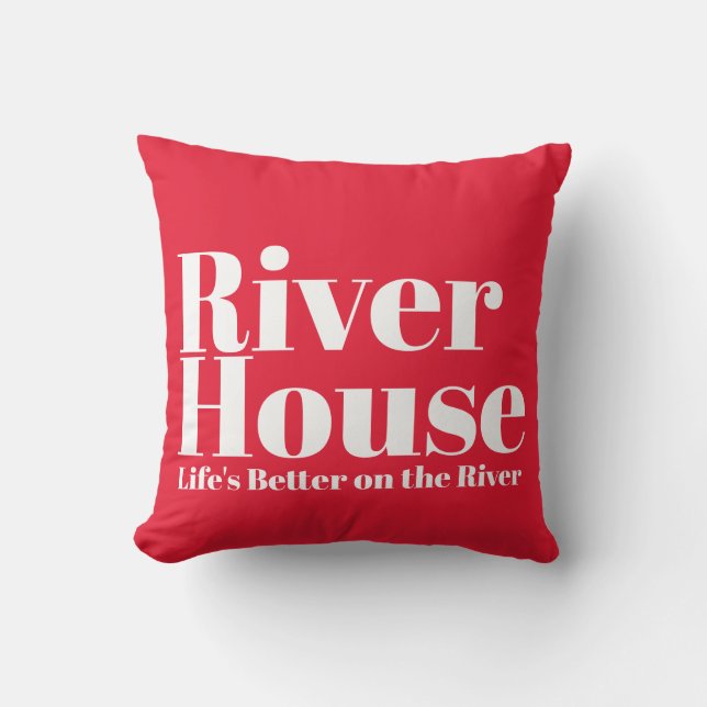 River House Decorative Outdoor Throw Pillow - Red (Front)