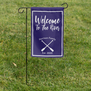 River House Welcome To The River Custom Name Blue Garden Flag