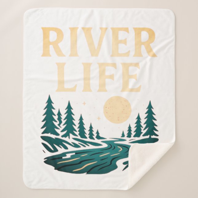 River Is Life Sherpa Blanket – Cozy Nature Inspire (Front)