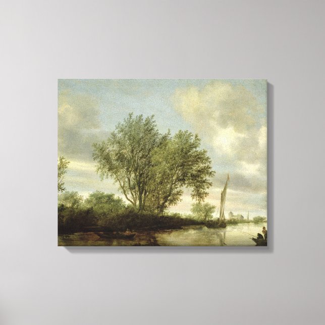 River Landscape, 1645 Canvas Print (Front)