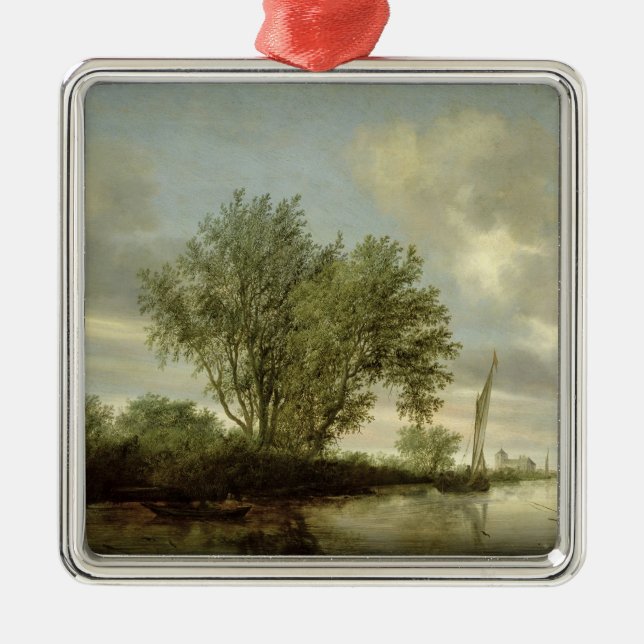 River Landscape, 1645 Metal Ornament (Front)