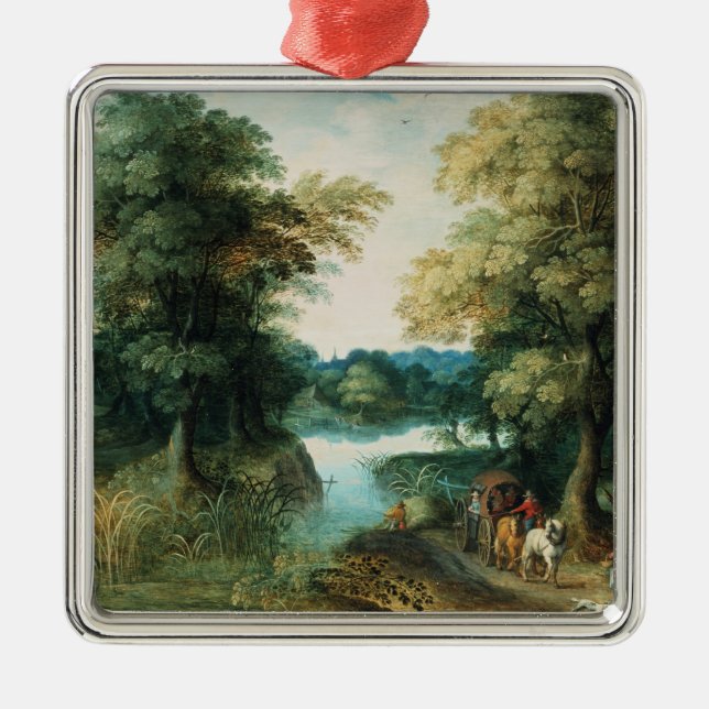 River Landscape Metal Ornament (Front)