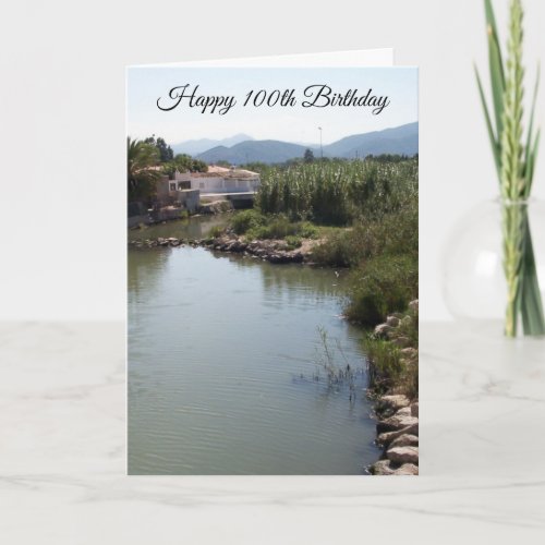 River Landscape Personalised 100th Birthday Card