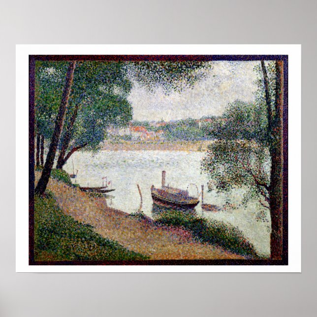 River Landscape with a boat Poster (Front)