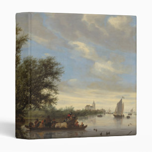 River Landscape with Ferry, 1649 (oil on canvas) 3 Ring Binder