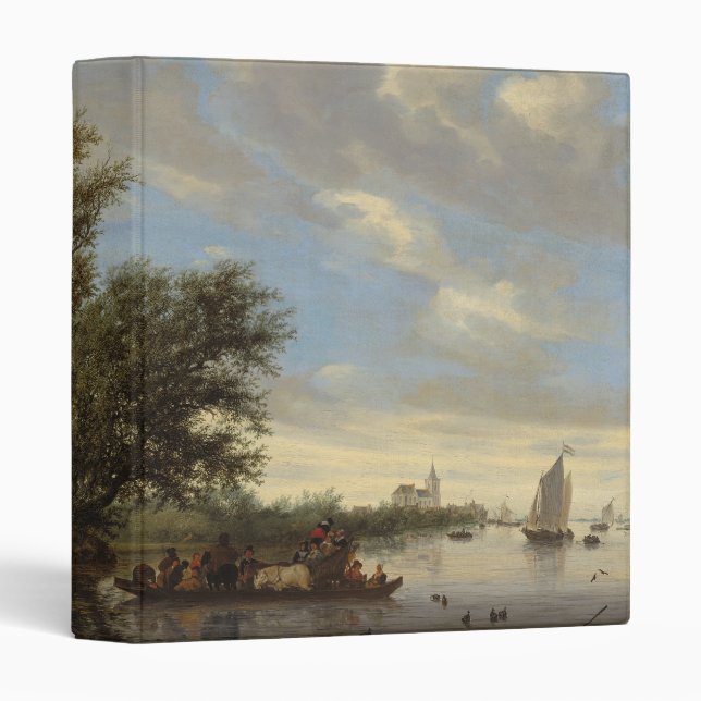 River Landscape with Ferry, 1649 (oil on canvas) 3 Ring Binder (Front/Spine)