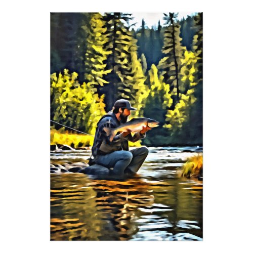  River Man Fishing Stream Nature AP49 Photo Print