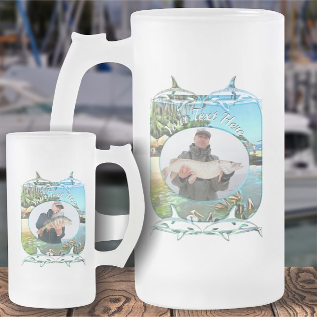 River Meets Ocean Fishing 0330 Frosted Glass Beer Mug (Creator Uploaded)