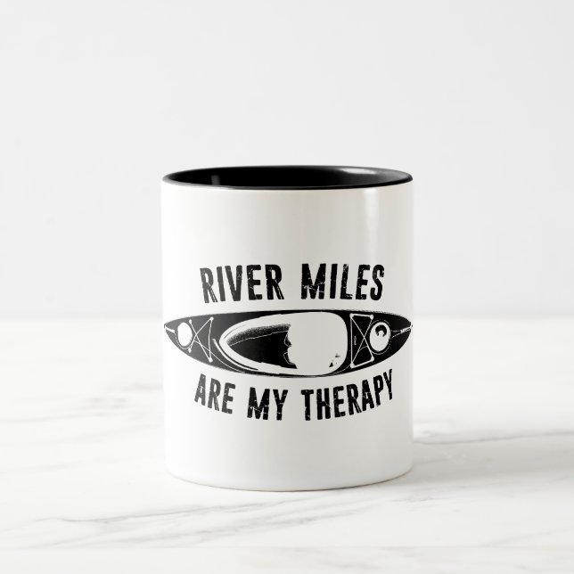River Miles Are My Therapy Kayaking Two-Tone Coffee Mug (Center)