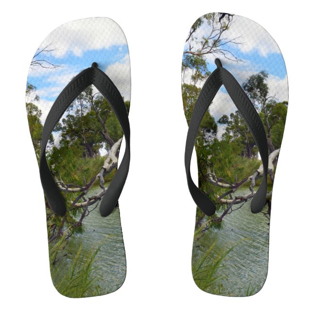 River Murray Gum Trees, Thongs Flip Flops (Footbed)
