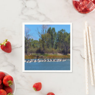 "River Murray's Fishermen: A Pelican Gathering" Napkins
