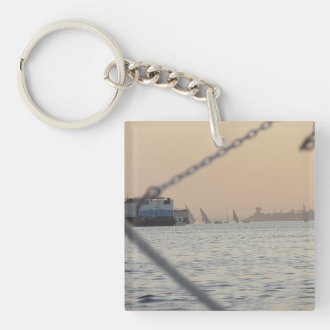 River Nile Sunset Acrylic Key Ring (Front)