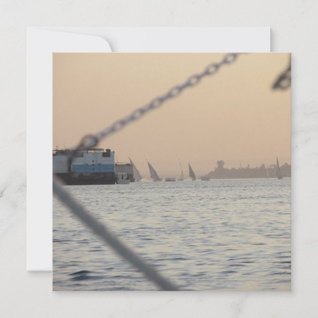 River Nile Sunset Flat Greeting Card (Front)