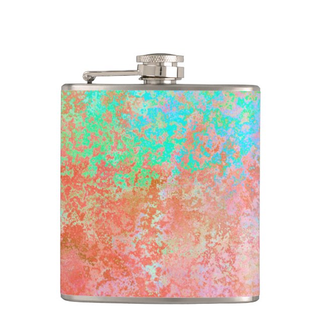 River of Fire Orange Alcohol Ink Abstract Flask (Front)