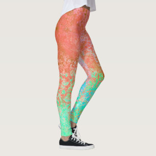 River of Fire Orange Alcohol Ink Abstract Leggings