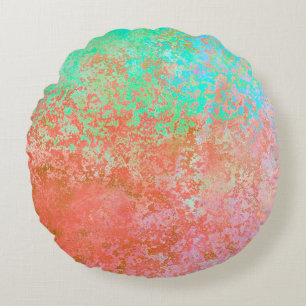 River of Fire Orange Alcohol Ink Abstract Round Pillow