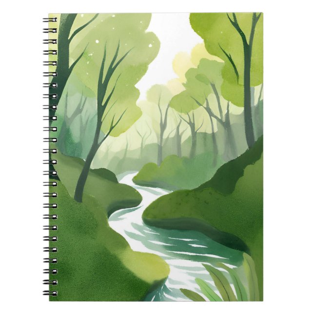 River of Green | Forest Watercolor Painting Notebook (Front)