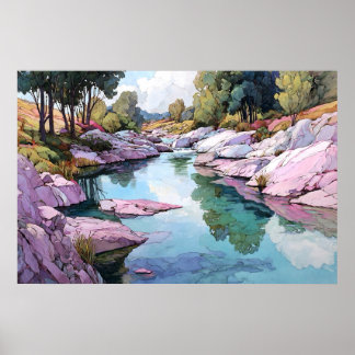 River of Tanara Watercolor Landscape Art Print