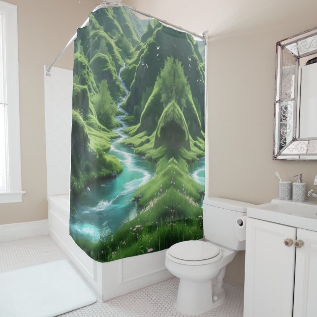 “River of Tranquility – Enchanted Hills  Shower Curtain (In Situ)